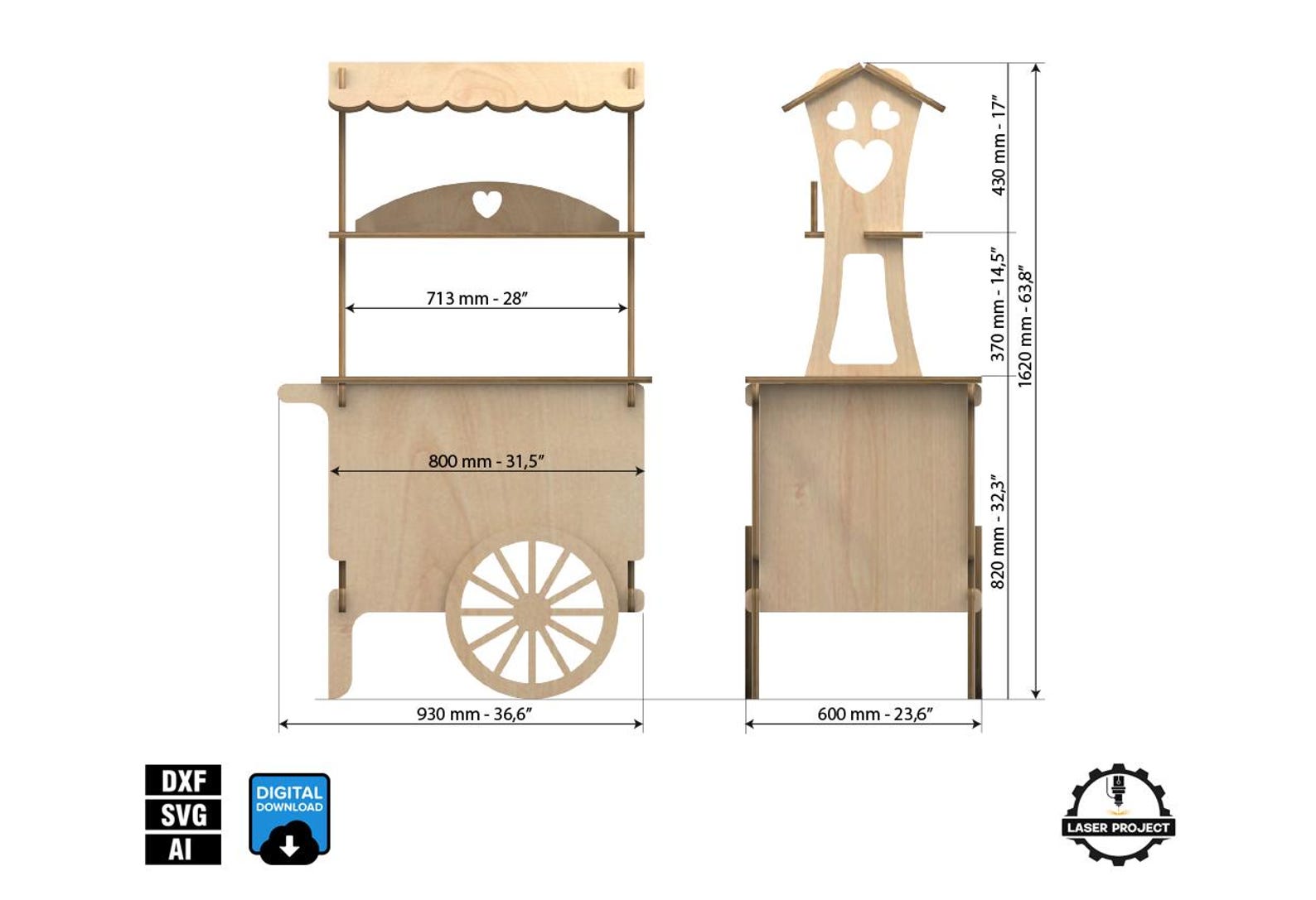 CNC Router Candy Cart Plans: Digital Download for 3/4