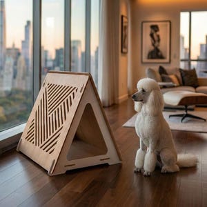 Caseta para perro triangular moderna, archivo cortado con láser CNC (SVG, DXF, Ai)