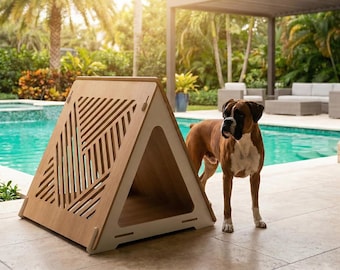Modern Triangular Dog House CNC Laser Cut File (SVG, DXF, Ai)