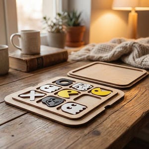Tic Tac Toe - XO Game en bois pour CNC - fichiers svg, dxf, Ai pour routeur CNC et découpe laser