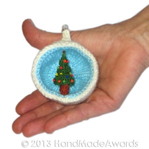 Christmas Diorama Ball TREE Ornament Pdf Email Knit PATTERN image 1