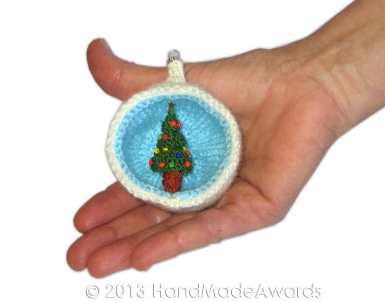 Christmas Diorama Ball TREE Ornament Pdf Email Knit PATTERN image 1