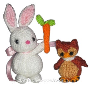 Sweet BUNNY with Carrot and Owl PDF Email Knit PATTERN image 3