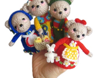 Family BEAR Finger Puppets PDF Email Knit PATTERN