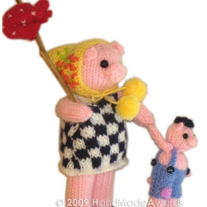Mummy Pig with her Child Pocket Friend PDF Email KNIT PATTERN image 1
