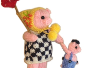 Mummy Pig with her Child Pocket Friend PDF Email KNIT PATTERN