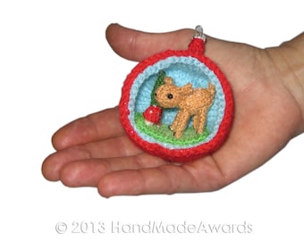 Christmas Diorama Ball DEER Ornament Pdf Email CROCHET PATTERN