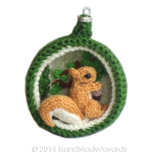 Chistmas Diorama Ball SQUIRREL Ornament Pdf Email Knit PATTERN