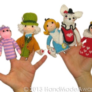 ALICE in WONDERLAND Finger Puppets Pdf Email Knit PATTERN - Etsy