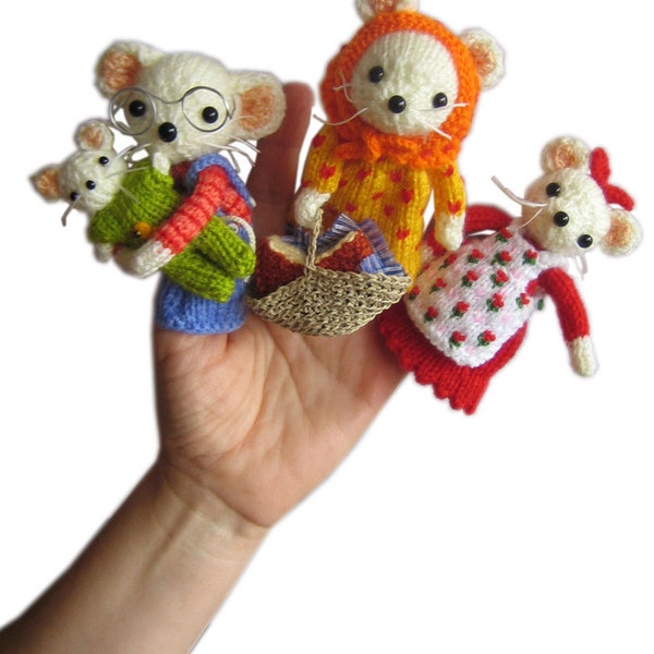 The Little House of Cheese Famiy Mouse Finger Puppets Pdf Email Knit PATTERN