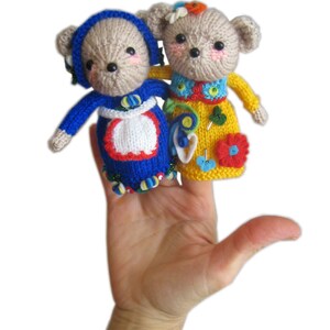 Family BEAR Finger Puppets PDF Email Knit PATTERN - Etsy