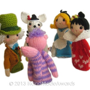 ALICE in WONDERLAND Finger Puppets Pdf Email Knit PATTERN image 3