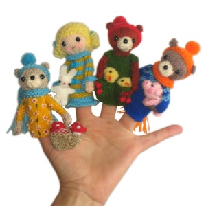 GOLDILOCKS and the Three Bears Finger PUPPETS Pdf Email Knit PATTERN image 1