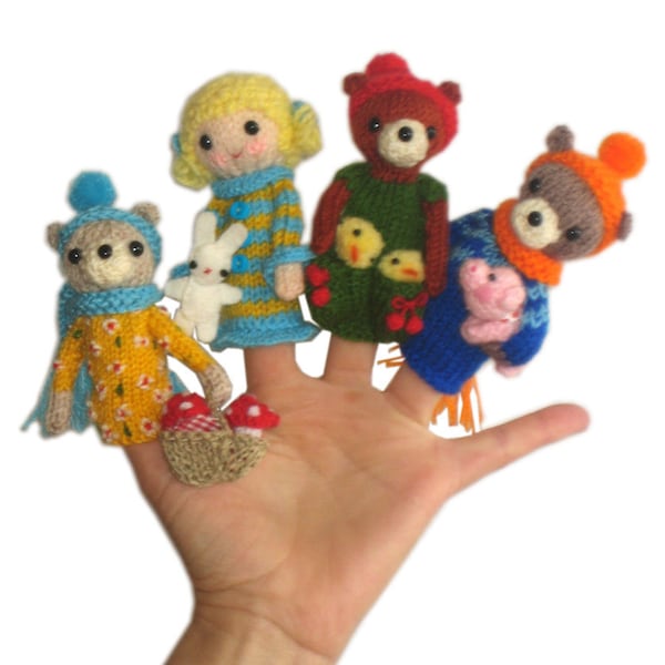 GOLDILOCKS and the Three Bears Finger PUPPETS Pdf Email Knit PATTERN