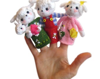 LAMBS Family Finger Puppets PDF Email Knit PATTERN