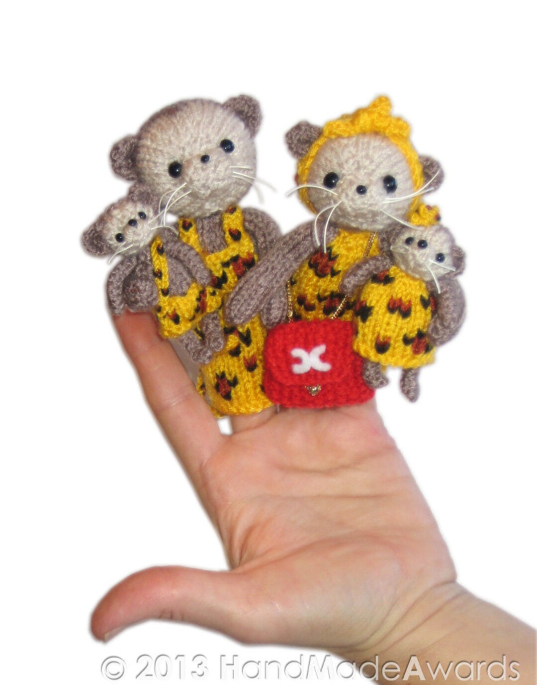 LEOPARDS Family Finger Puppets Pdf Email Knit PATTERN - Etsy