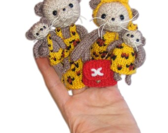 LEOPARDS Family Finger Puppets Pdf Email Knit PATTERN