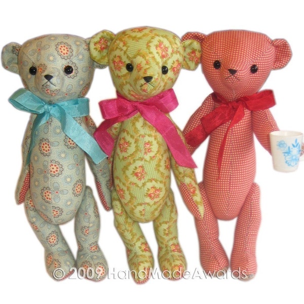 sweet fabric Teddy bear classic vintage style Pdf email PATTERN