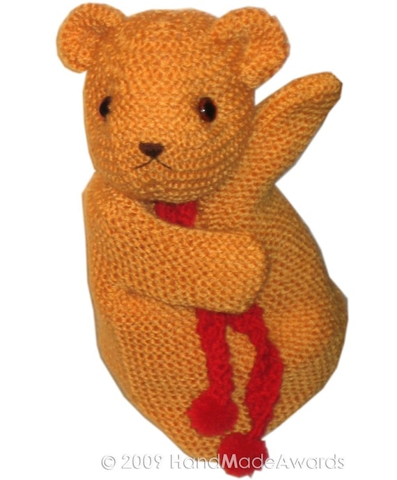Sweet PUPPET TEDDY Bear Pdf Email Knit PATTERN 