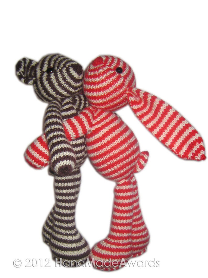 Bubu Bear the striped TEDDY PDF Email Knit PATTERN image 1