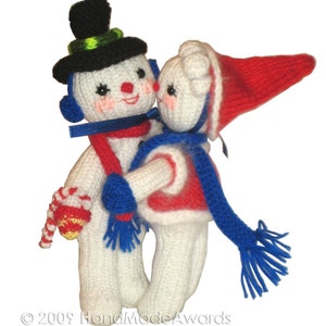 Mr and Mrs Snowman are singing Christmas Carol PDF Email Knit Pattern