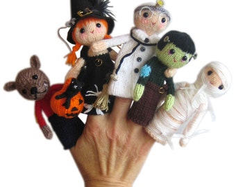 My Favourite Monsters Halloween Finger Puppets PDF Emil Knit PATTERN