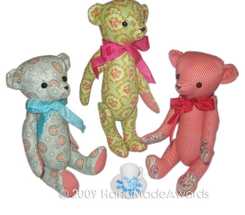 sweet fabric Teddy bear classic vintage style Pdf email PATTERN image 4