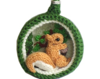 Chistmas Diorama Ball SQUIRREL Ornament Pdf Email CROCHET PATTERN