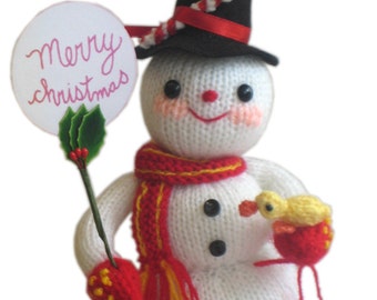 Sweetest Snowman with Little Duck PDF Email Knit Pattern