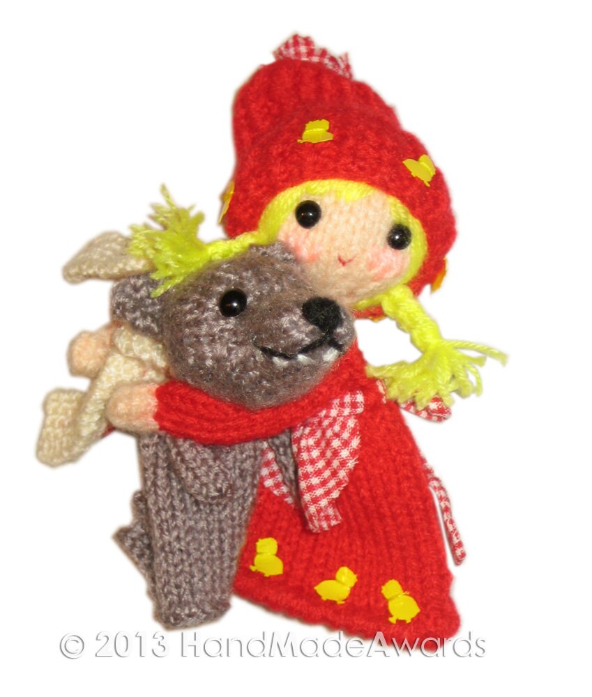 LITTLE Red Riding Hood Finger Puppets PDF Email knit PATTERN | Etsy