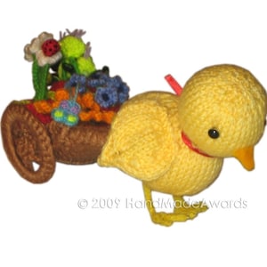 Lovely CHICK with Small Car PDF Email Knit PATTERN image 1