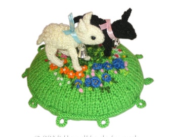 Two little Lambs Pincushion Pdf Email Knit PATTERN