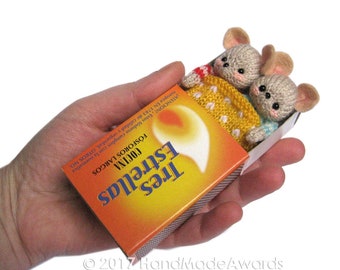 Twin Little Mice Sleeping in Matchbox PDF Email CROCHET PATTERN