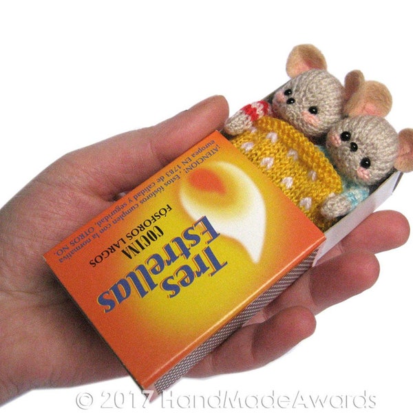 Twin Little Mice Sleeping in Matchbox PDF Email CROCHET PATTERN