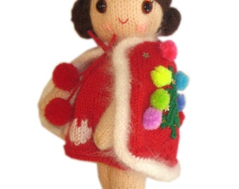 Lovely CHRISTMAS girly DOLL Knit PATTERN pdf Email