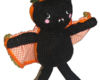 Bat and Pumpkin Two Faced Halloween Doll Pdf Email Knit Pattern