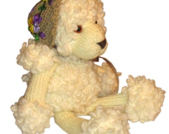 Sweet Poodle with Spring Hat PDF Email KNIT PATTERN