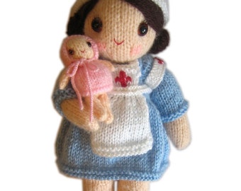 Adorable MAUREEN NURSE girly Doll with Baby  Pdf Email Knit PATTERN