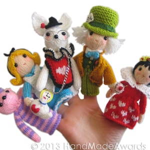 ALICE in WONDERLAND Finger Puppets Pdf Email Knit PATTERN