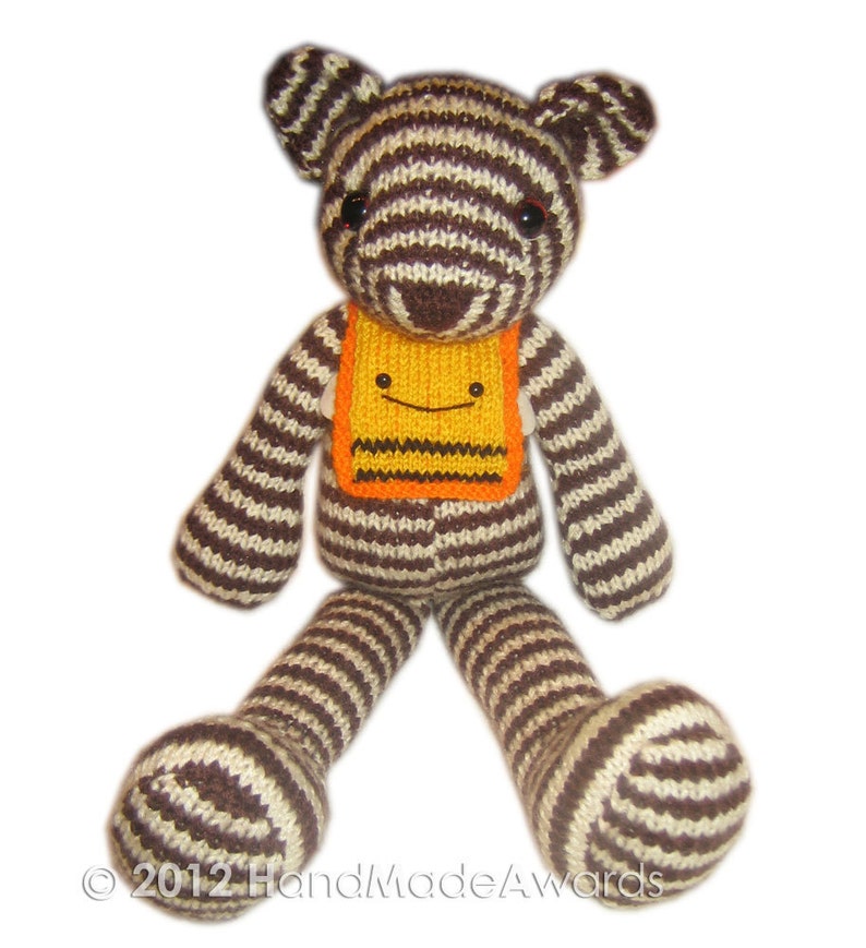 Bubu Bear the striped TEDDY PDF Email Knit PATTERN image 4