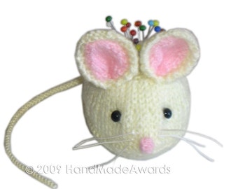 THE  WHITE MOUSE Pincushion Pdf Email Knit Pattern