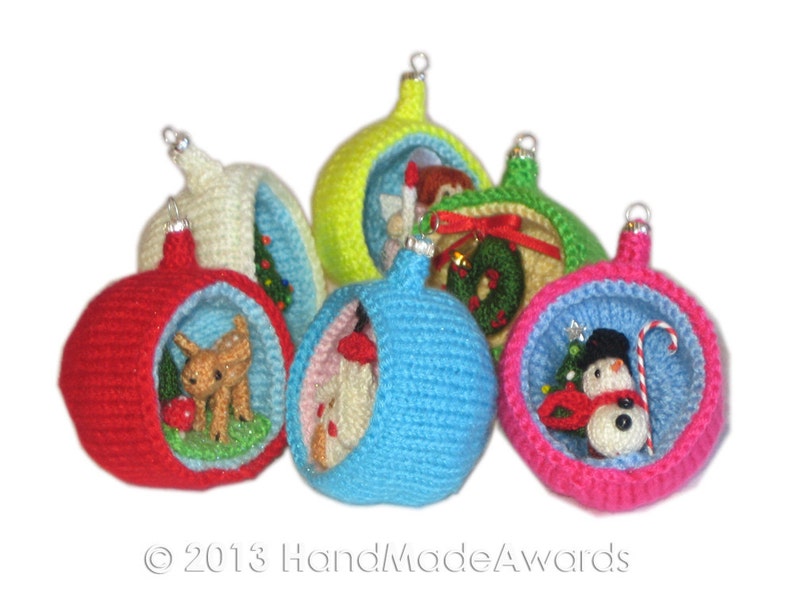 Christmas Diorama Ball TREE Ornament Pdf Email Knit PATTERN image 2