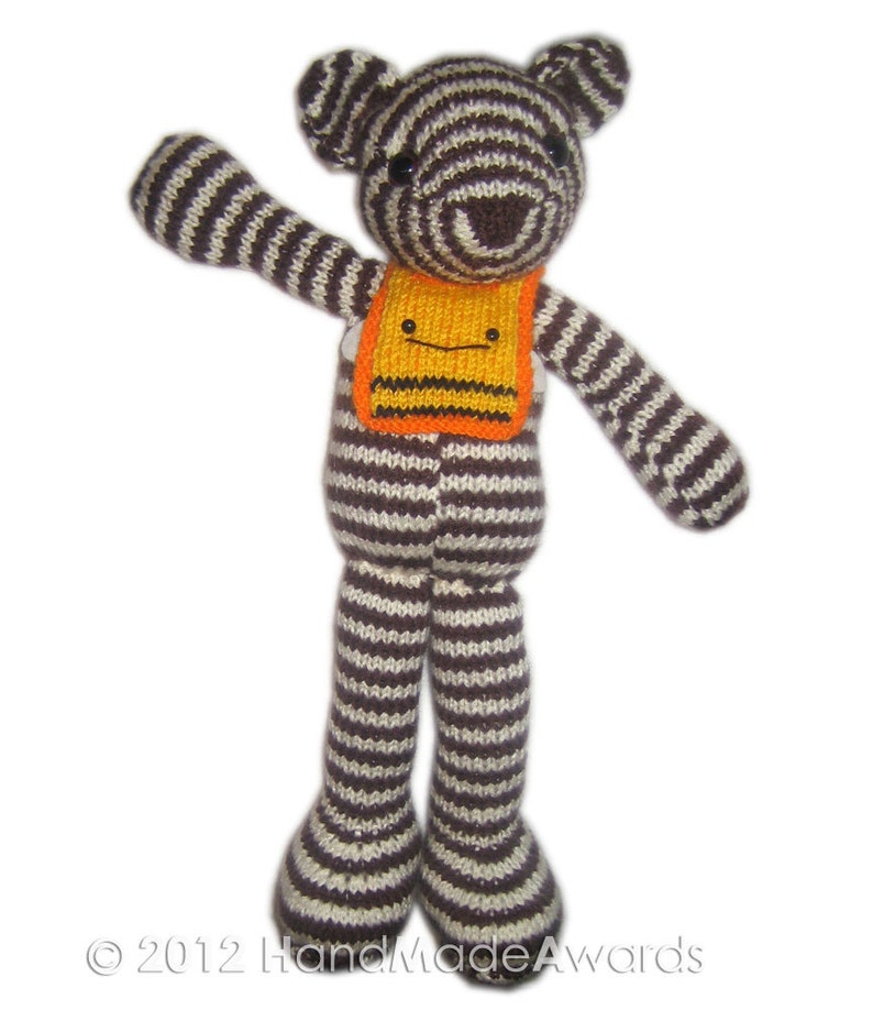 Bubu Bear the striped TEDDY PDF Email Knit PATTERN image 3