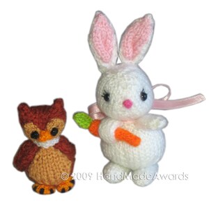 Sweet BUNNY with Carrot and Owl PDF Email Knit PATTERN image 1