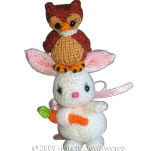 Sweet BUNNY with Carrot and Owl PDF Email Knit PATTERN image 2