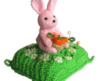 Pink Bunny Pincushion Pdf Email Knit PATTERN