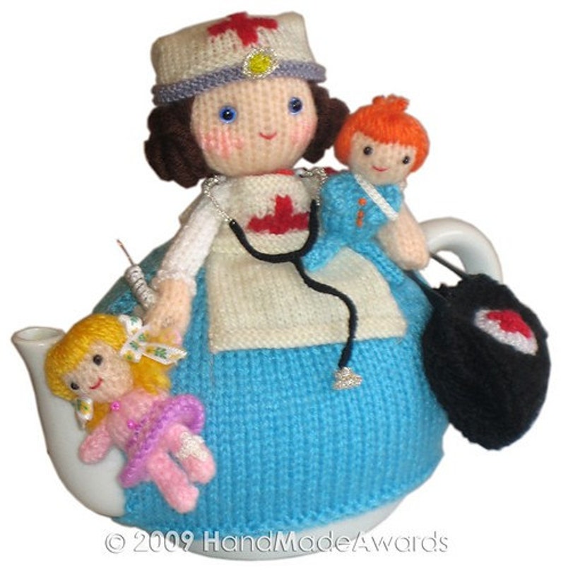 Sweet NURSE with CHILDREN Tea Cosy Email Crochet PATTERN image 1