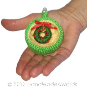 Christmas Diorama Ball Holiday WREATH Ornament Pdf Email Knit PATTERN image 2