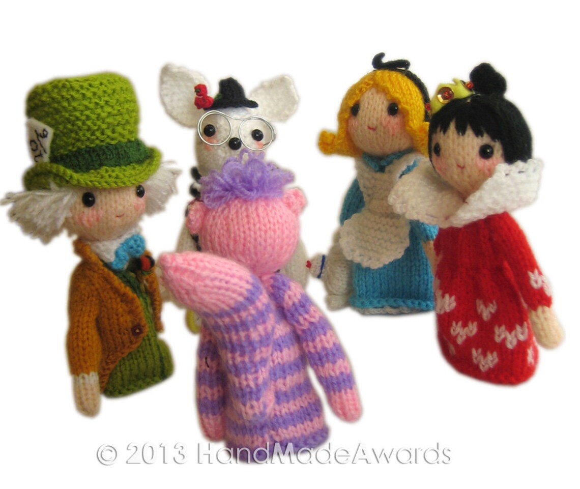 ALICE in WONDERLAND Finger Puppets Pdf Email Knit PATTERN | Etsy
