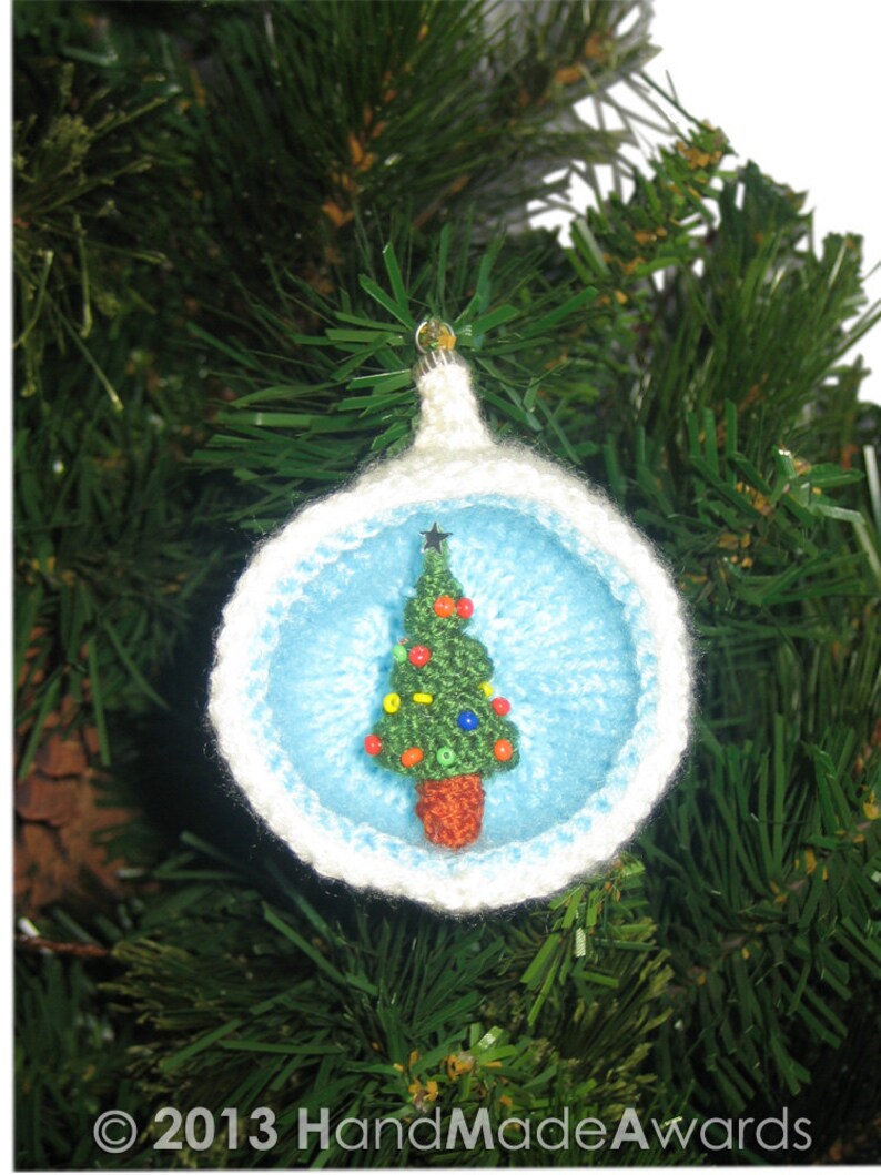 Christmas Diorama Ball TREE Ornament Pdf Email Knit PATTERN image 3